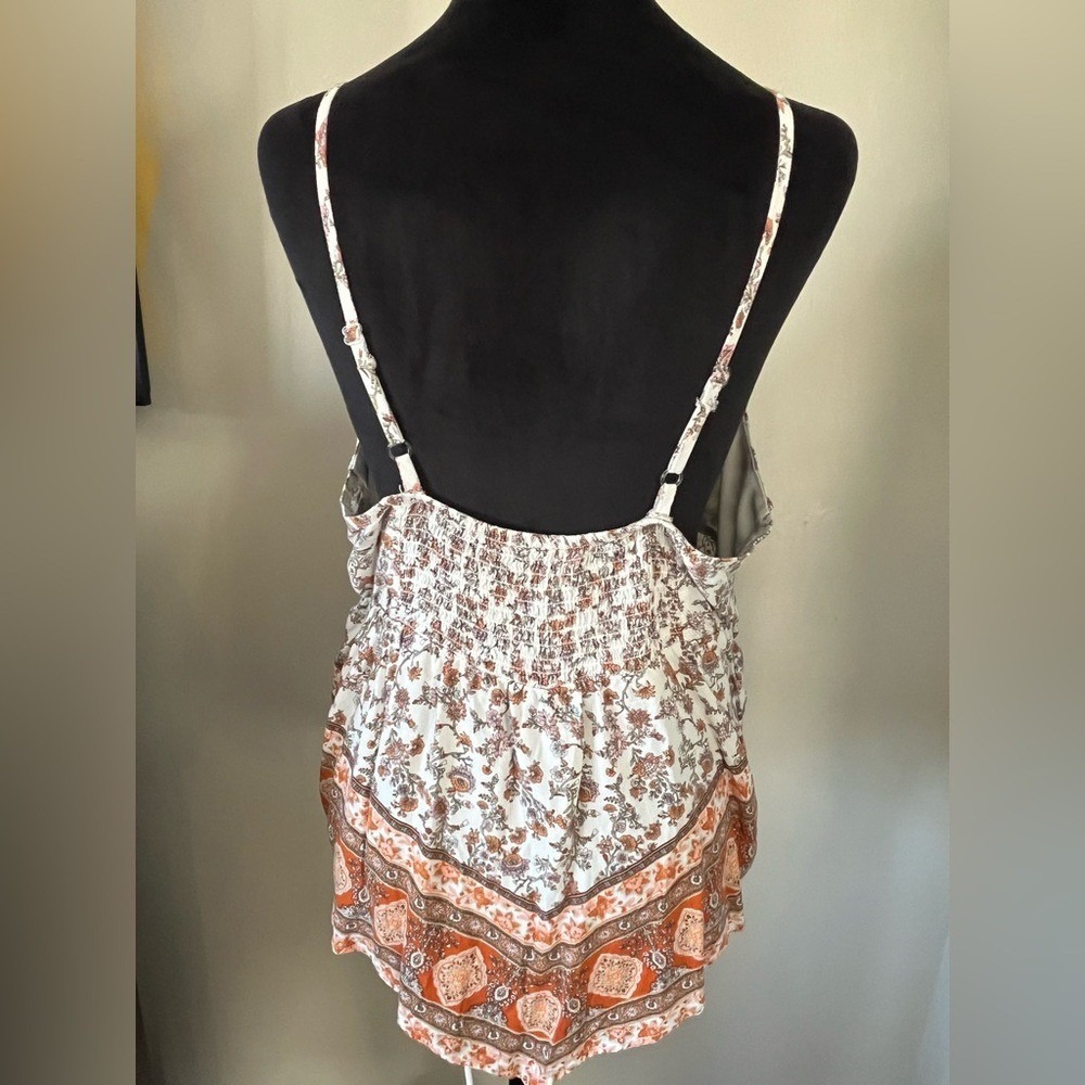 NO BOUNDARIES Floral Cami Babydoll Tank Top Womens XL 15-17 White Boho Summer - Picture 4 of 6